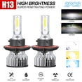 thumbnail image 4 of ENJOYAKOM 2pcs H13 9008 High Low Beam LED Headlight Bulbs 6000K Xenon White Extremely Bright 7600LM Waterproof All-in-One Conversion Kit Halogen Replacement, 4 of 10