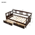 thumbnail image 7 of Twin Size Pinewood Daybed Sofa Bed with Two Pull Out Storage Drawers,Space-Saving Daybed with Guardrails 10 Wooden Slats Support for Living Room Bedroom Kids Adults,No Box Spring Needed,Espresso, 7 of 7