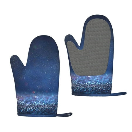 

Lafuoo Retro Blue Glitter Pattern Silicone Anti-Scalding Gloves Hanging Rope Gloves are Suitable for Kitchen Utensils for Kitchen Baking Cooking Outdoor Barbecue