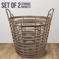 thumbnail image 3 of PRISP Oaka Home Storage Baskets - Set of 2 Decorative Multipurpose Bins with Handles for Throw Blankets, Laundry, Toys and Organization in Living Room, Bedroom and Bathroom, 3 of 9