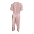 thumbnail image 5 of Fesfesfes Jumpsuit for Women Solid Color V-Neck Romper Casual Broad Legs Chiffon Jumpsuit Body Suit, 5 of 6