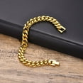 thumbnail image 5 of 14K Yellow Gold Cuban Chain Bracelets for Men,Miami Curb Link Chain Wristband,Classic Punk Jewelry, 5 of 6
