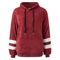 thumbnail image 6 of Scyoekwg Womens Sweatshirt Plush Hooded Drawstring with Pocket Pullover Sweatshirt Trendy Pullover Tops Classic Solid Colors Casual Hoodie Tops Ladies Sweatshirts Long Sleeve Wine S, 6 of 7