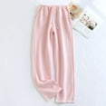 thumbnail image 3 of Defitshape Women's 100 Cotton Lounge Pajama Pants Sleeping Sleep Bottoms Pocket Cold Weather Pocket Cigarette Pj Pants Pink Large, 3 of 5