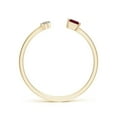 thumbnail image 2 of ANGARA Natural Two-Stone Square Ruby & Pear Diamond Open Ring in 14K Yellow Gold for Women (Size-3mm) | July Birthstone, Birthday, Anniversary, Jewelry Gift for Women | Natural Ruby Ring, 2 of 10