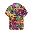 thumbnail image 2 of Ceisia Men's Mardi Gras Festive Print Short Sleeve Button-Up Shirt Collection | Ornate Mask Collage Button-Up Shirt Gifts, 2 of 5