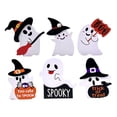 thumbnail image 3 of Halloween Decorations Saving! 3 Pack Ghost Halloween Tabletop Signs, Spooky Ghost Blocks with Witch Hat Spider Bat Print, Mini Tray Decor for Fall Holiday Indoor Party Ornament, 3 of 9