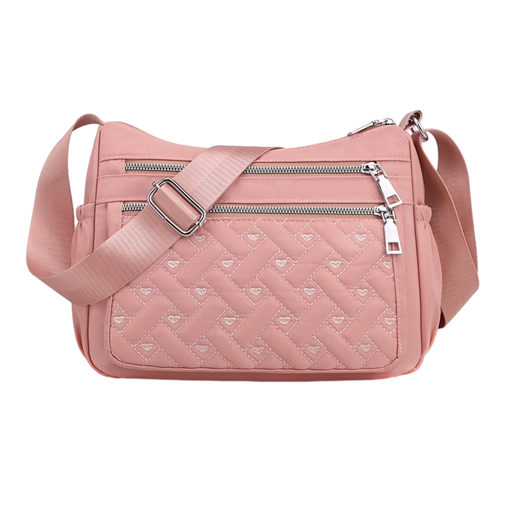 Justharion Polyester Crossbody Bag With Premiun Large Capacity And Multiple Occations Gift Messenger Bag pink 1Set
