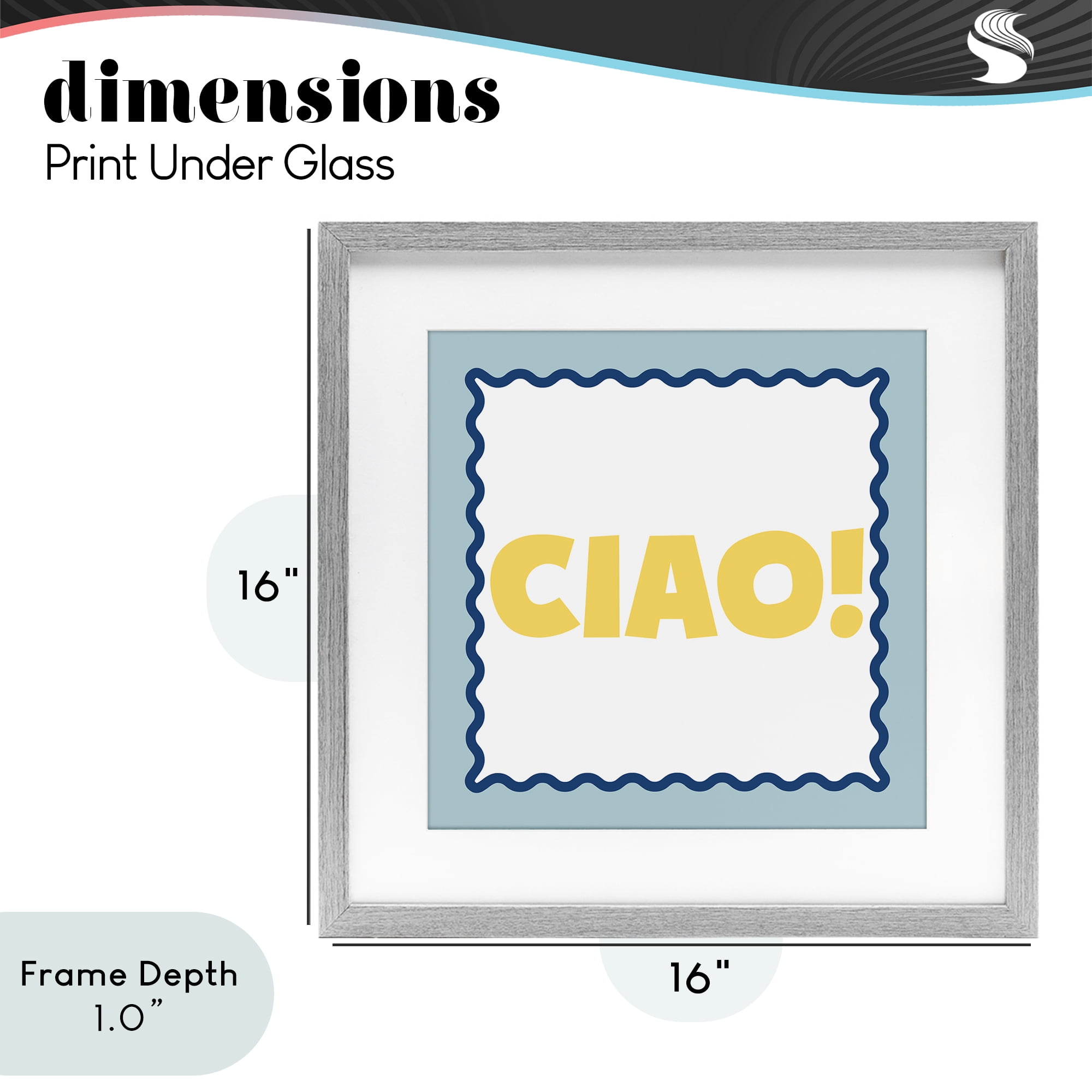 Stupell Industries CIAO! Bold Yellow Typography Gray Framed Print Under Glass, design by SD Graphics Studio