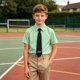 thumbnail image 5 of Odeerbi Camisa de Vestido Para Niños Con Corbata de Manga Corta Con Impresión de Carta Camisas de Uniforme Escolar, 5 of 8