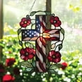 thumbnail image 2 of Darzheoy Acrylic Patriotic Cross Stained Glass Window Hanging Decor 4th of July Cross with Flowers Acrylic Suncatcher Window Ornaments for Independence Day Memorial Day Home Wall Decor, 2 of 3