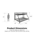 thumbnail image 6 of Mainstays Small Space Junior Twin over Full Low Profile Metal Bunk Bed, Black, 6 of 16