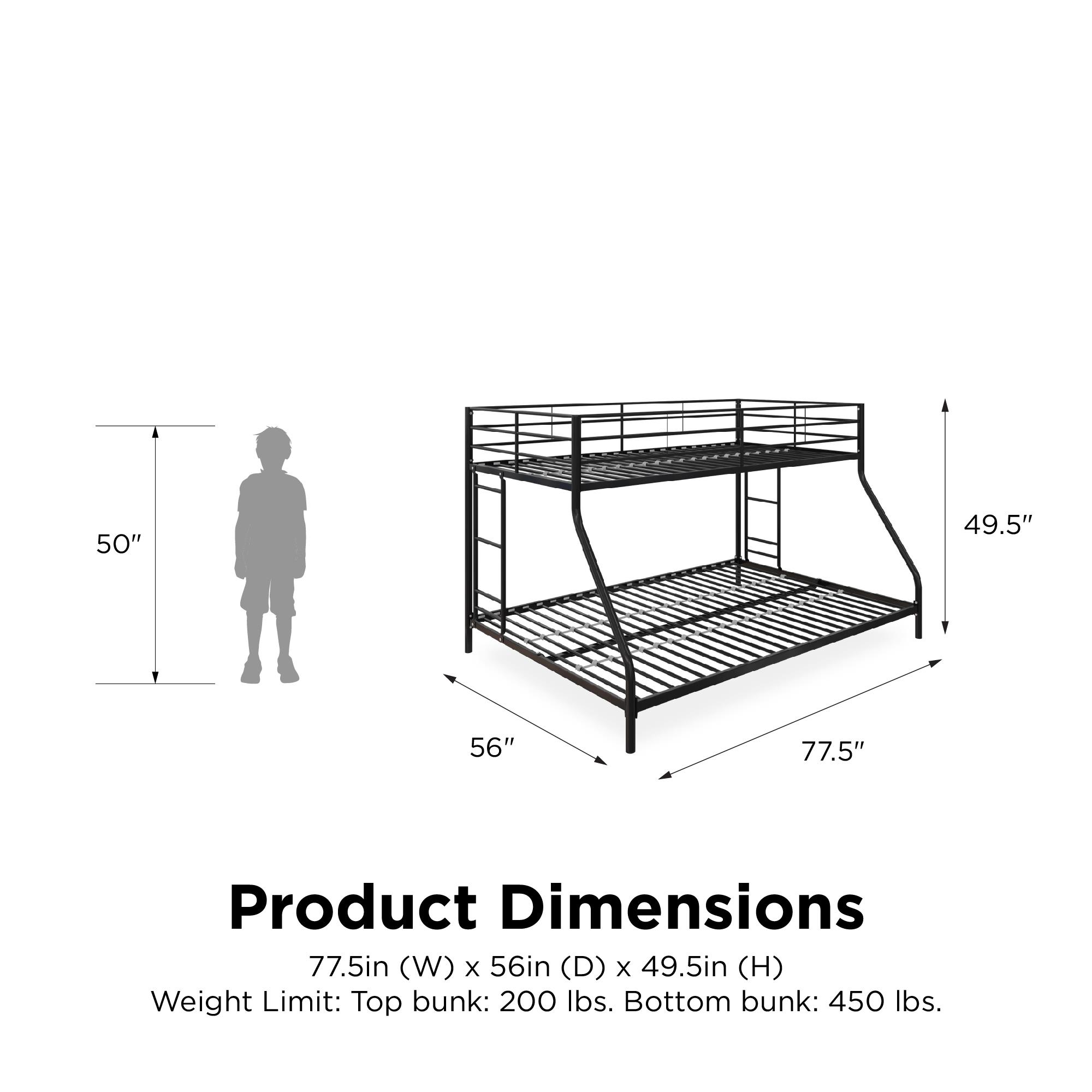 Mainstays Small Space Junior Twin over Full Bunk Bed, Black photo 5