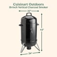 thumbnail image 3 of Cuisinart 18” Vertical Charcoal Smoker, Integrated Thermometer, Water Bowl and Dual Vents Perfect for Smoked Brisket, Chrome Plated Grates Smoker Grill for BBQ, Camping, Tailgates, 3 of 10