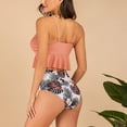 thumbnail image 2 of Traje de baño de dos piezas para mujer, dobladillo con volantes, lazo frontal, pantalones cortos de cintura alta, traje de baño elegante, Color claro XL, 2 of 7