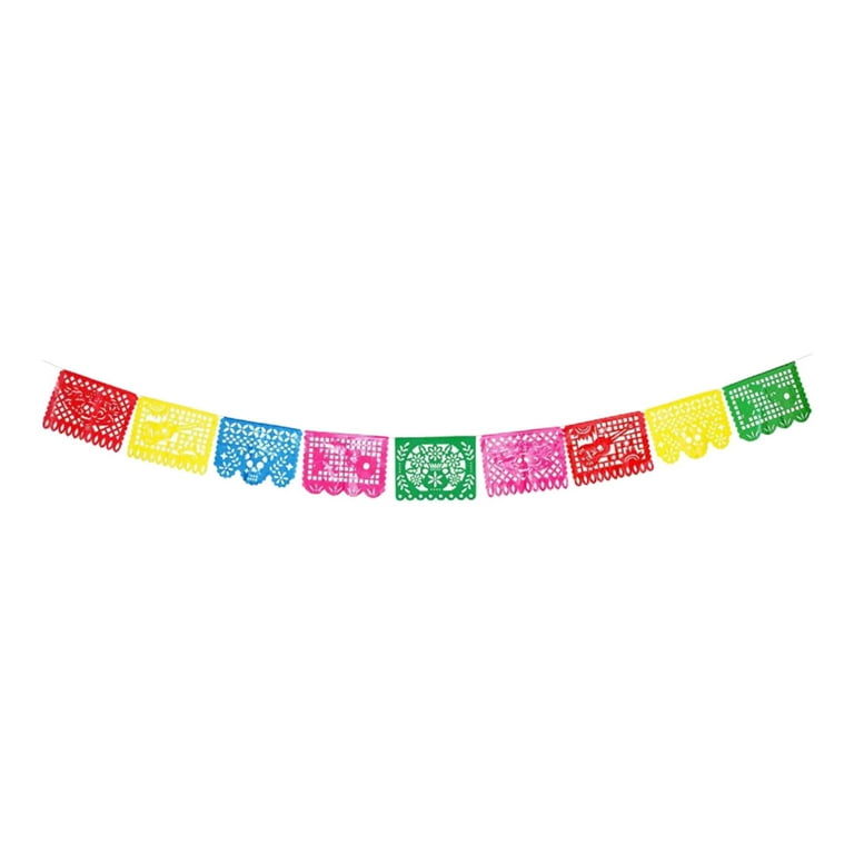 Mexican Party Banners (5 Pack with 10 Unique Plastic Flag Designs per  Banner) - Papel Picado Mexicano 