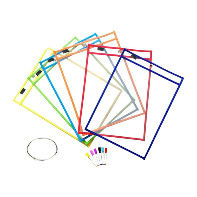 6 Piezas de Fundas de Pizarra Blanca Impermeables para Usar Como Bolsillos de Trabajo Y Portaboletos con Portalápices Adecuado para La Oficina El