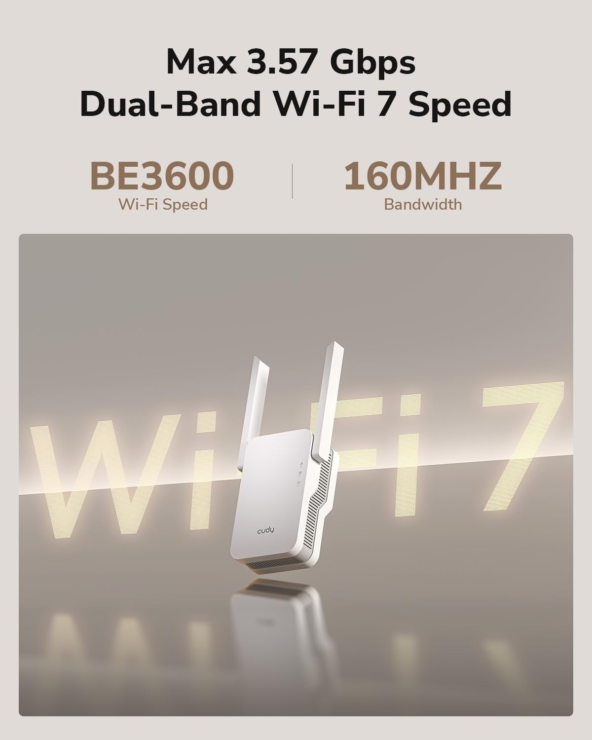 Cudy BE3600 Dual Band Wi-Fi 7 Repeater Signal Booster with Gigabit Ethernet Port, Access Point, APP Setup, Cudy Mesh and APP Support, RE3600
