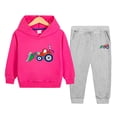 thumbnail image 2 of YDFCWXW Fleece Pullover Hoodie and Pants Outfit Set Toddler to Little Kid 2-12 Years (Hot Pink, 5-6 Years), 2 of 5