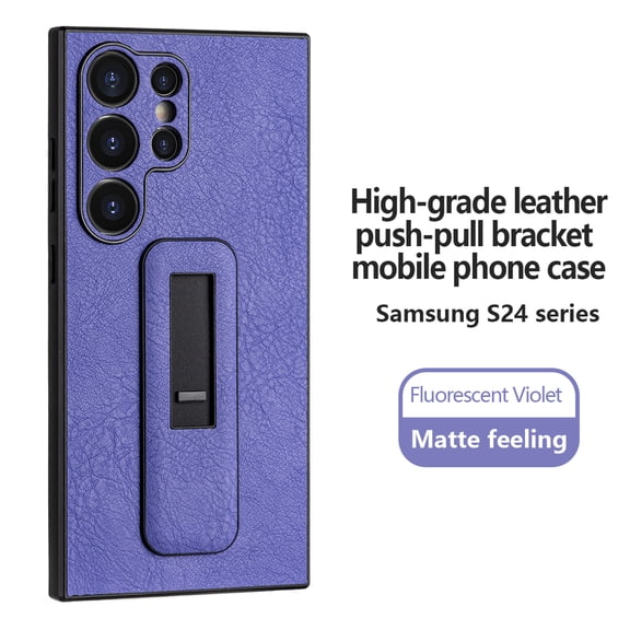Decase for Samsung Galaxy S24 Ultra with Push-pull Kickstand Phone Case,Camera Lens Protector,Slim PU Leather Shockproof Skin-Friendly Stain-Resistant Drop Proof Protective Case,Purple