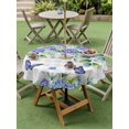 thumbnail image 3 of Outdoor Tablecloth with Umbrella Hole and Zipper, Purple Hydrangea Round Table Cloth 54 Inch Waterproof Tablecloth, Spring Eucalyptus Butterfly Grey Plaid Picnic Table Cover for Patio Camping, 3 of 7