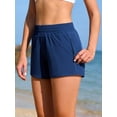 thumbnail image 4 of Women's Board Shorts Built-In Briefs Swim shorts with Pockets High Waisted Elastic Wideband Swimwear, 4 of 7