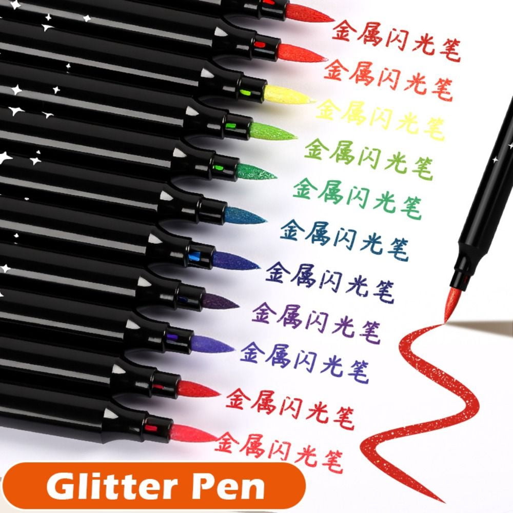 Flashy soft-head acrylic marker pen Multi-color 12/24/26/48/72 Colors Glitter Pen Soft Head Glitter Effect Art Marker Pen Flashing Pen DIY Drawing