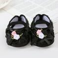 thumbnail image 4 of Infant Shoes Size 0-3 Months Soft Pearl Floral Princess Flats Comfort Lightweight Elastic First Birthday Black Sneakers, 4 of 4