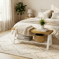 thumbnail image 5 of 43.3" Farmhouse Bench, End of Bed Bench,Solid Wood Entryway Bench, Indoor Bench, Rustic Wood Bench Seat for Indoor,Entryway, Dining Room, Living Room, Hallway, end Bed and Front Door, White, 5 of 7