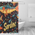 thumbnail image 2 of Yayeee Shower Curtain with Hooks 72"x72" Waterproof Fabric Bathroom Hanging Decor, Black Sardines Pattern, 2 of 5