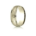 thumbnail image 2 of Benchmark� 18k Gold 7mm Comfort-fit Hammered Center High Polish Round Edge Carved Design Wedding Band Ring, 2 of 9