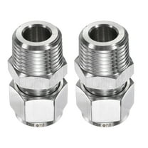 Uxcell 2pcs Compression Fitting 1/2" OD x 1/2" NPT Male Stainless Steel Coupler Adapter