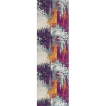 Rug Branch Abstract Mid-Century Modern  Purple Orange Indoor Runner Rug - 2x6