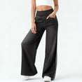 thumbnail image 2 of KKBOTIVE Women Sweatpant Jeans Fashion Denim Pants High Waisted Stretchy Pull On Wide Leg Jeans with Pocket Black, Size: S, 2 of 5