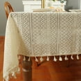 thumbnail image 3 of Lace Tablecloth – Cotton-Linen Artistic, Dust-Proof, Hollowed Out Design, Anti-Slip, Heat Resistant for Home Dining (Flowers and Birds,140*140 cm), 3 of 22