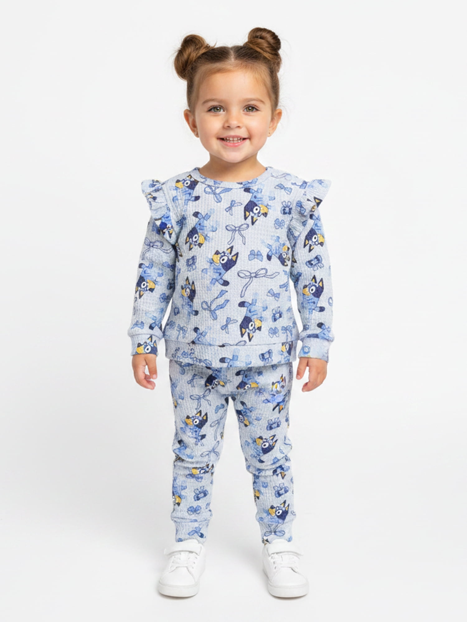 Bluey Baby Girls Waffle Knit Top and Pants Set, 2-Piece, Sizes 0M-24M