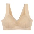 thumbnail image 2 of Women's Spaghetti Strap Bra Plus Size Comfortable Breathable Bra Underwear No Underwire V-Neck Pullover Bra Feature Hook and Eye Closure Strapless Bra Style Y-398 , Beige XL, 2 of 2