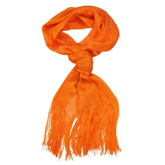 NYFASHION101 Fashionable Sparkly Glitter Thread Lightweight Tassel Scarf-Orange