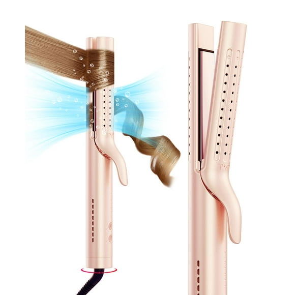 TYMO Airflow 2.0 Plancha rizadora de pelo plana - Alisador y rizador de cabello 2 en 1, varita rizadora de 1,25 pulgadas para cabello largo y corto, doble voltaje para viajes, 54 millones de iónicos,