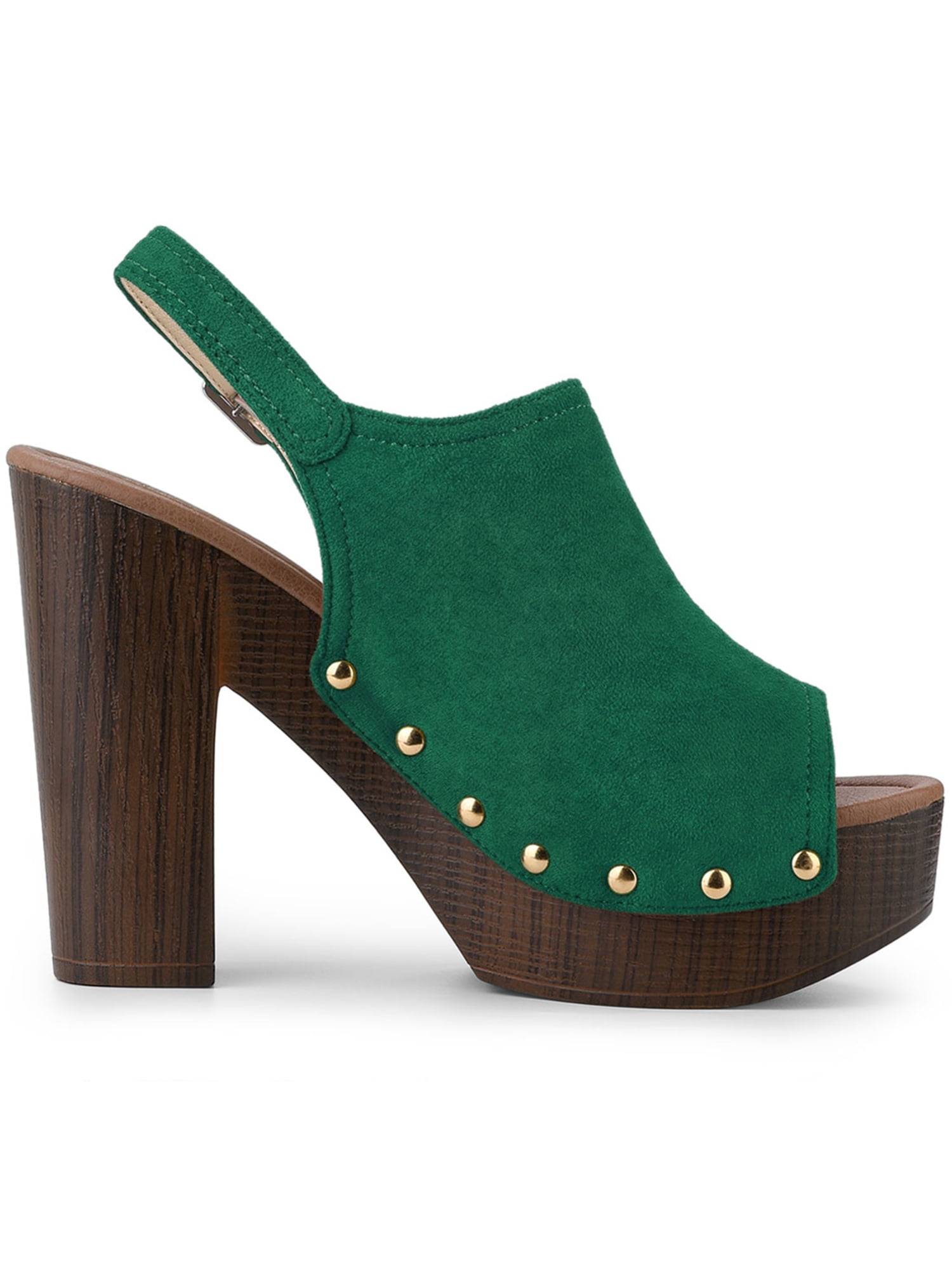 DARING DIVA Women's Slingback Platform Chunky Heel Sandals Green 6.5
