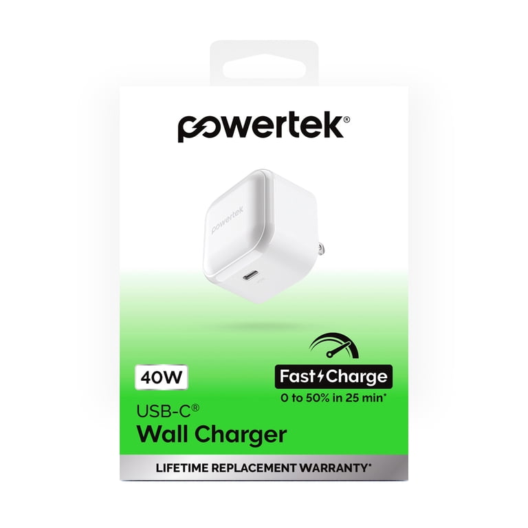 Powertek 40W USB-C Fast Charging Wall Charger, White photo 5