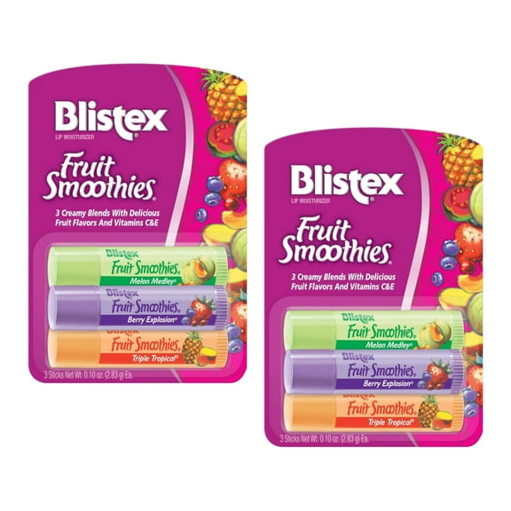 2 Pack Blistex Fruit Smoothies, .1 oz (2.83 g) 6 Sticks