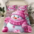 thumbnail image 2 of Manfei Cartoon Xmas Snowman Full Size Sheets,Rustic Christmas Floral Bed Sheets,Pink White Sheet Sets For Kids,Super Cozy Room Decor,4 Pieces, 2 of 7