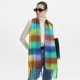 thumbnail image 6 of KOITHOT Winter Womens Scarf, Big Coloured Checked Soft Thick Warm Scarves Rainbow, 6 of 6