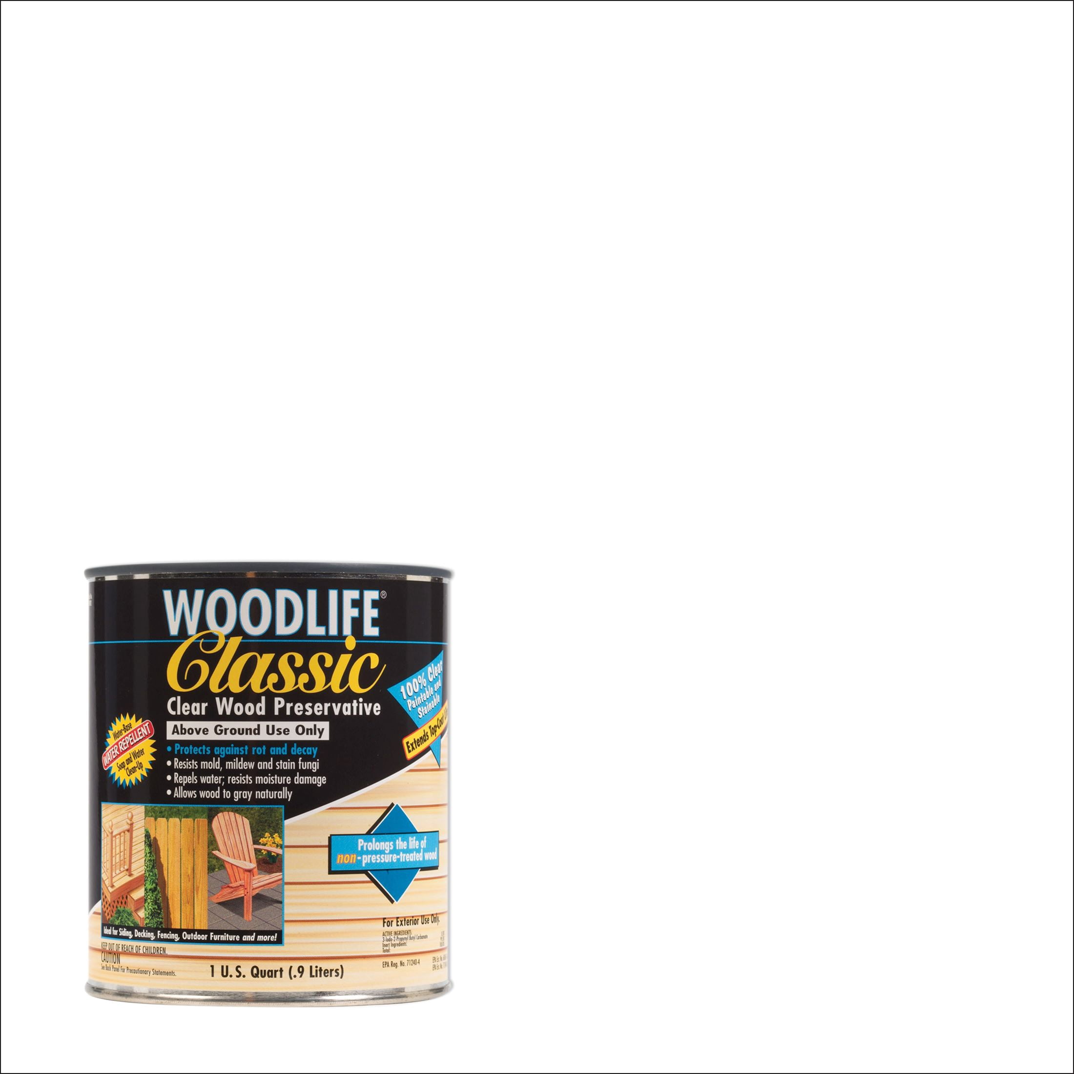 6 Pack, Clear, Wolman Woodlife Classic Exterior Wood Preservative Above Ground- Quart
