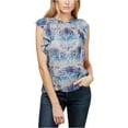 thumbnail image 2 of LUCKY BRAND $79 Womens New 1020 Gray Printed Flutter-sleeves Crew Neck Top L B+B, 2 of 2