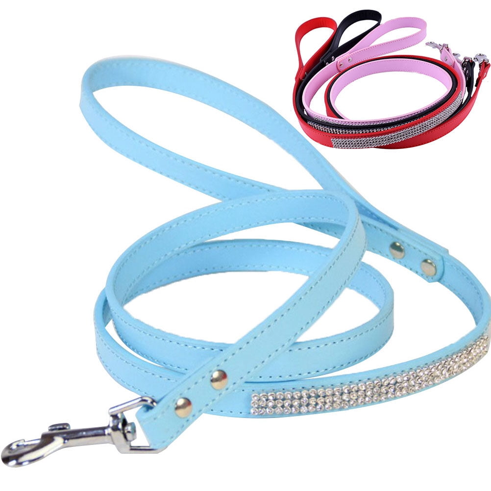 UPOUART 1Set Pu Dog Leash Heavy Duty Rhinestone Walking Training Lead for Daily Use 1.2Cm 120Cm