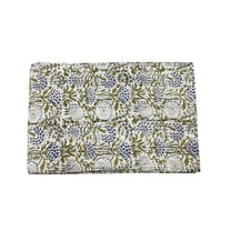 Indian Hand Block Print Vintage Kantha Quilt Bedspread Throw Cotton Blanket Bedding Vintage Gudari Floral Print