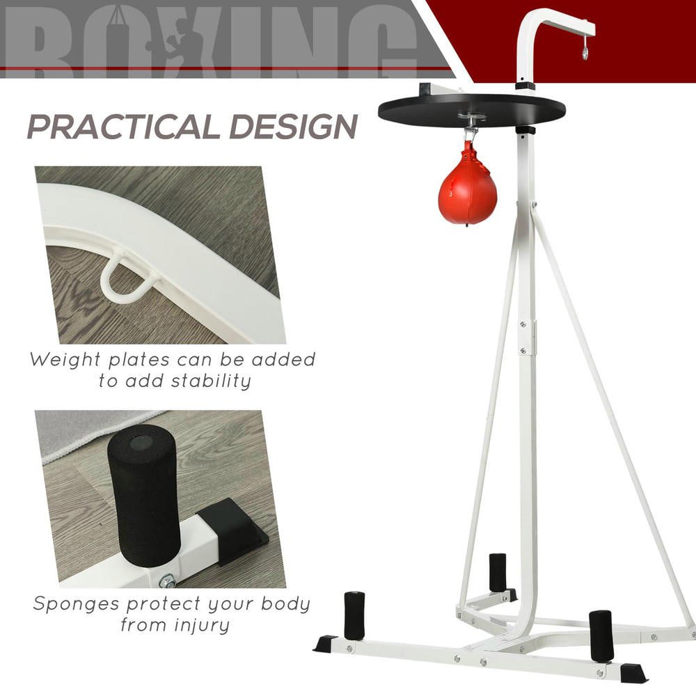 Resenkos 2-in-1 Freestanding Heavy Bag and Speed Bag Stand with Weighted Base - White