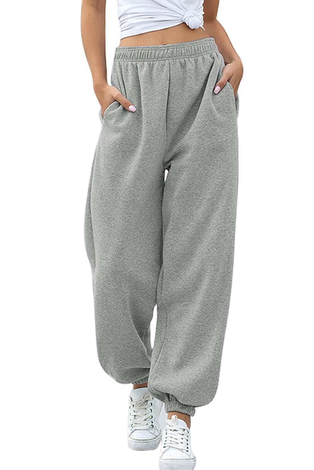 Pantalon Jogging Femme Taille Haute - Sweatpants Baggy En Coton Polaire Pour Sport Et Détente - 6